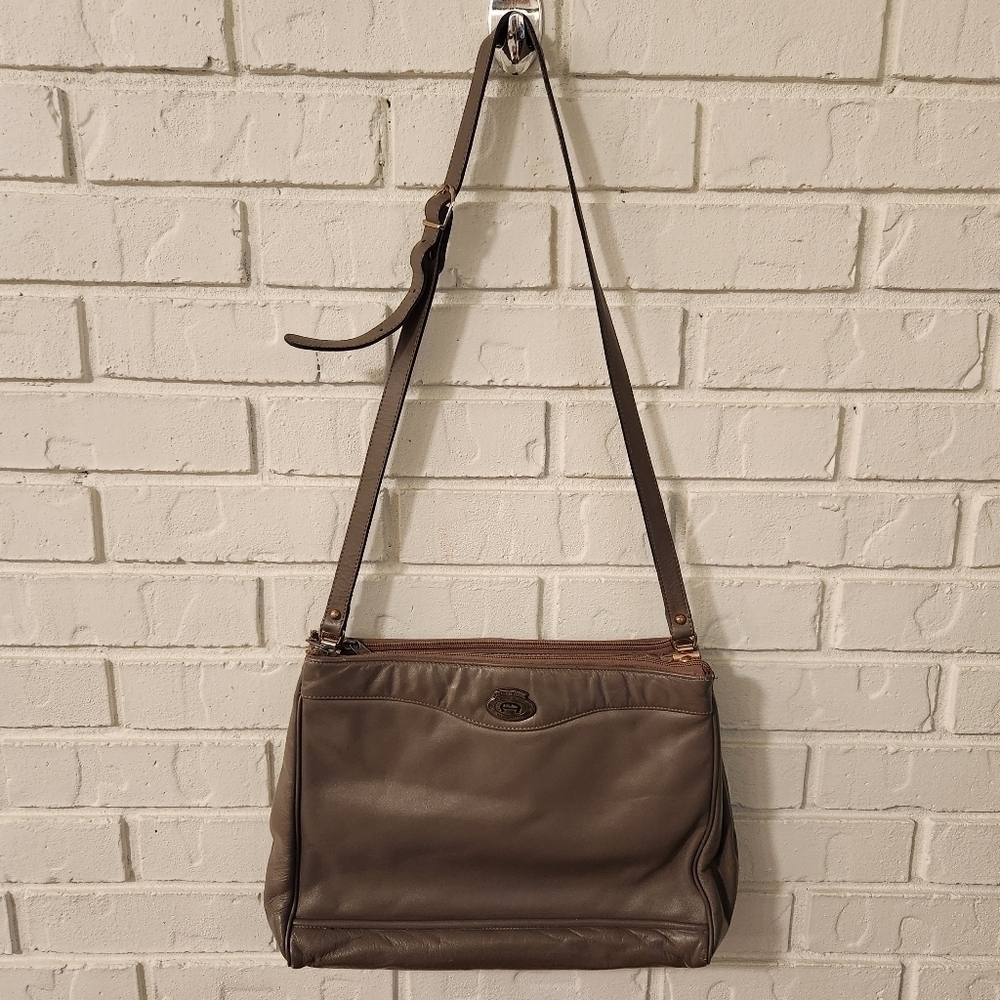 Etienne Aigner Brown Vintage Bag with Adjustable Strap and Zipper Closure